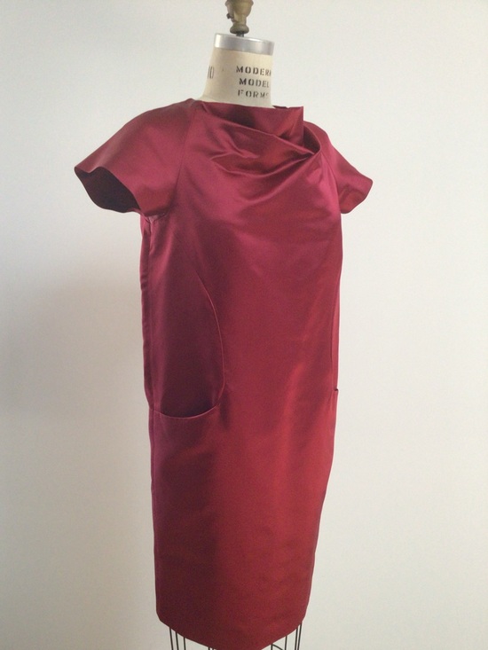 Moschino Dresses & Skirts - Moschino Garnet Silk Midi Dress with Draped Neck